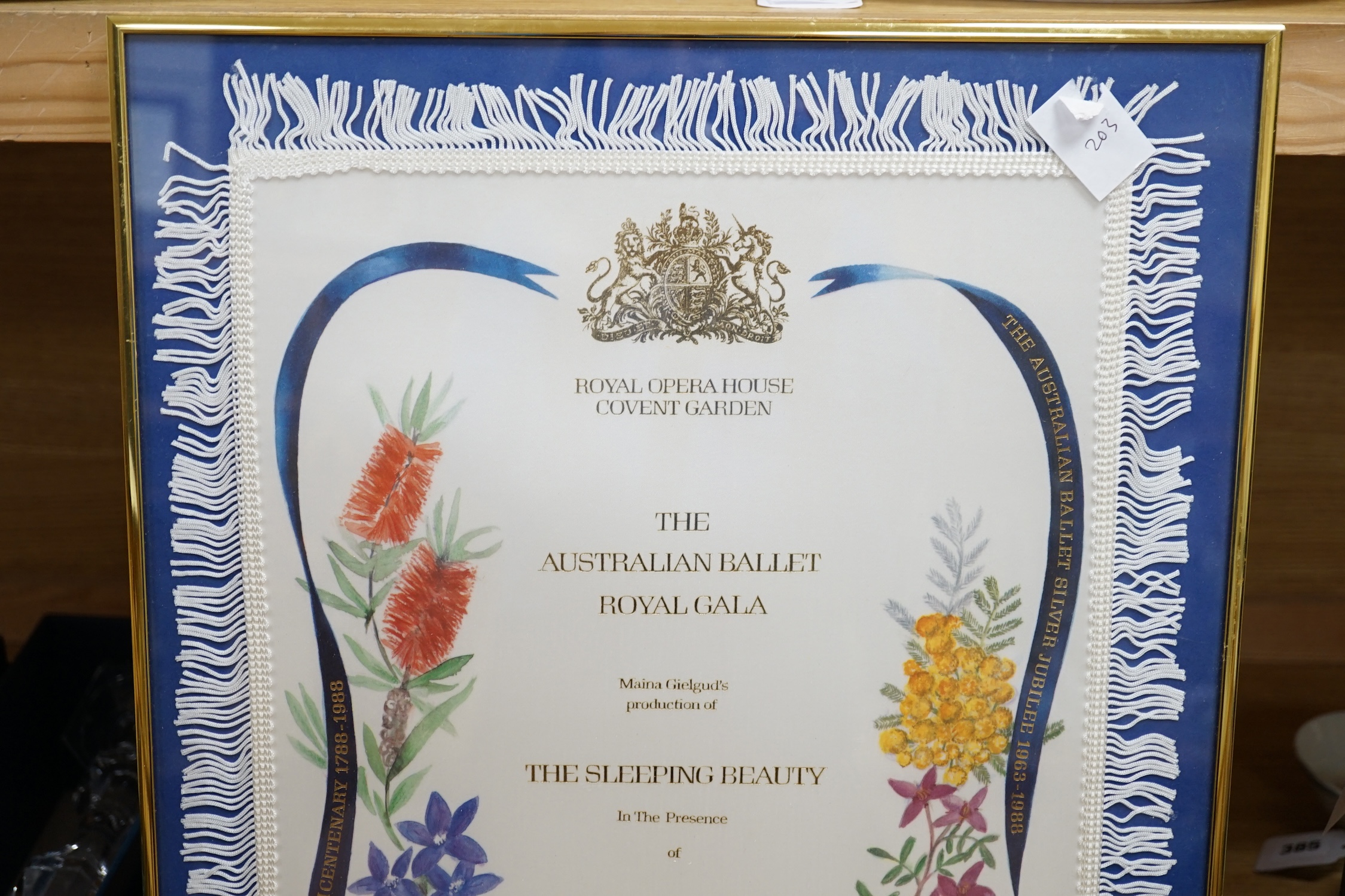 An opera silk programme The Australian Ballet Royal Gala - Maina Gielgud’s production of The Sleeping Beauty 1988